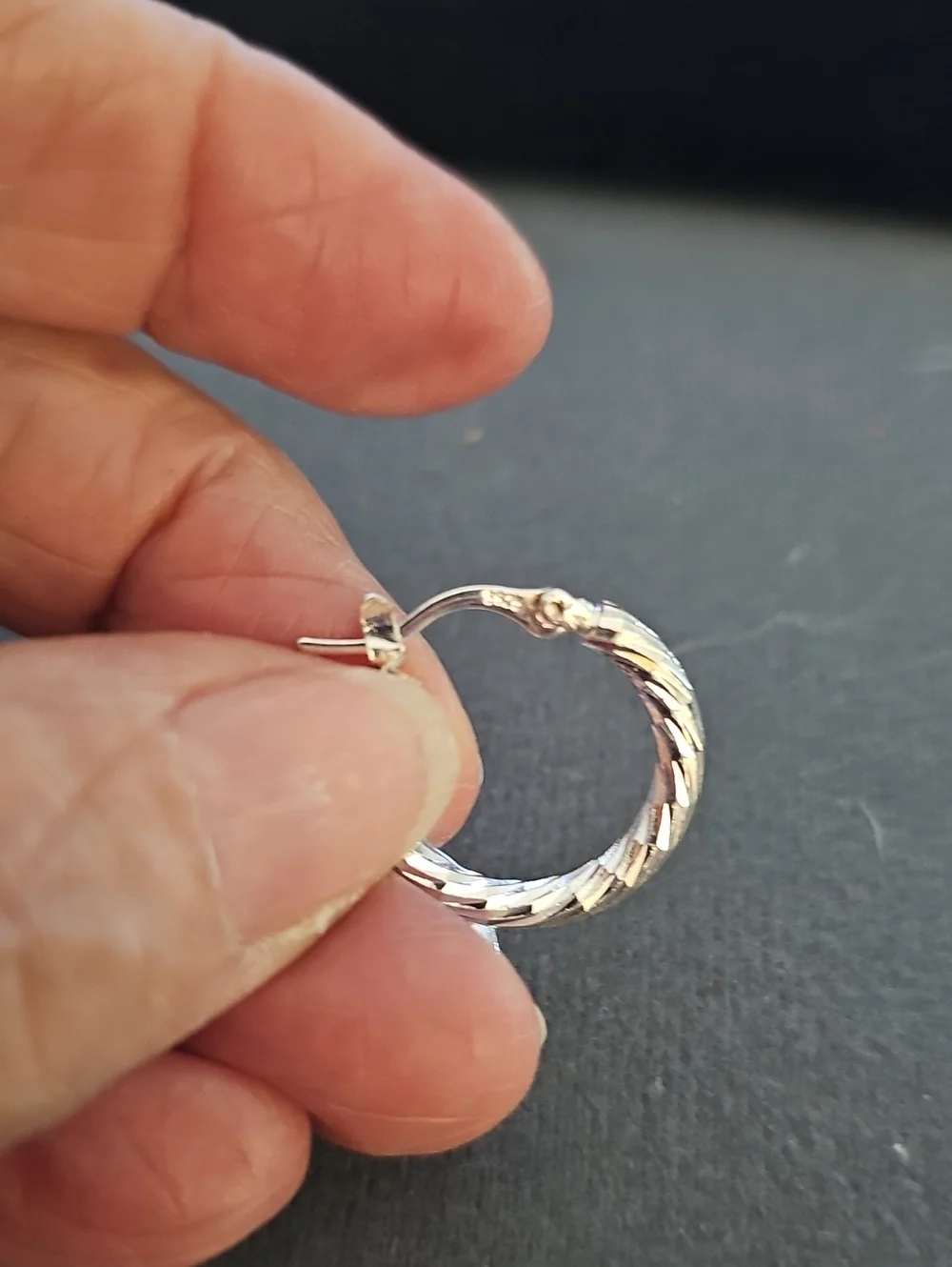 Elegant Silver Twisted Hoop Earrings. 925 Sterling